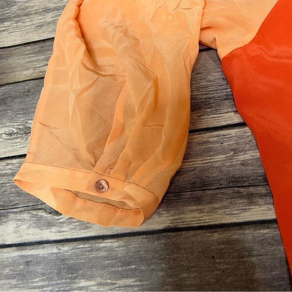 Eileen Fisher 100% Silk Orange Blouse, Size Medium - Picture 6 of 8